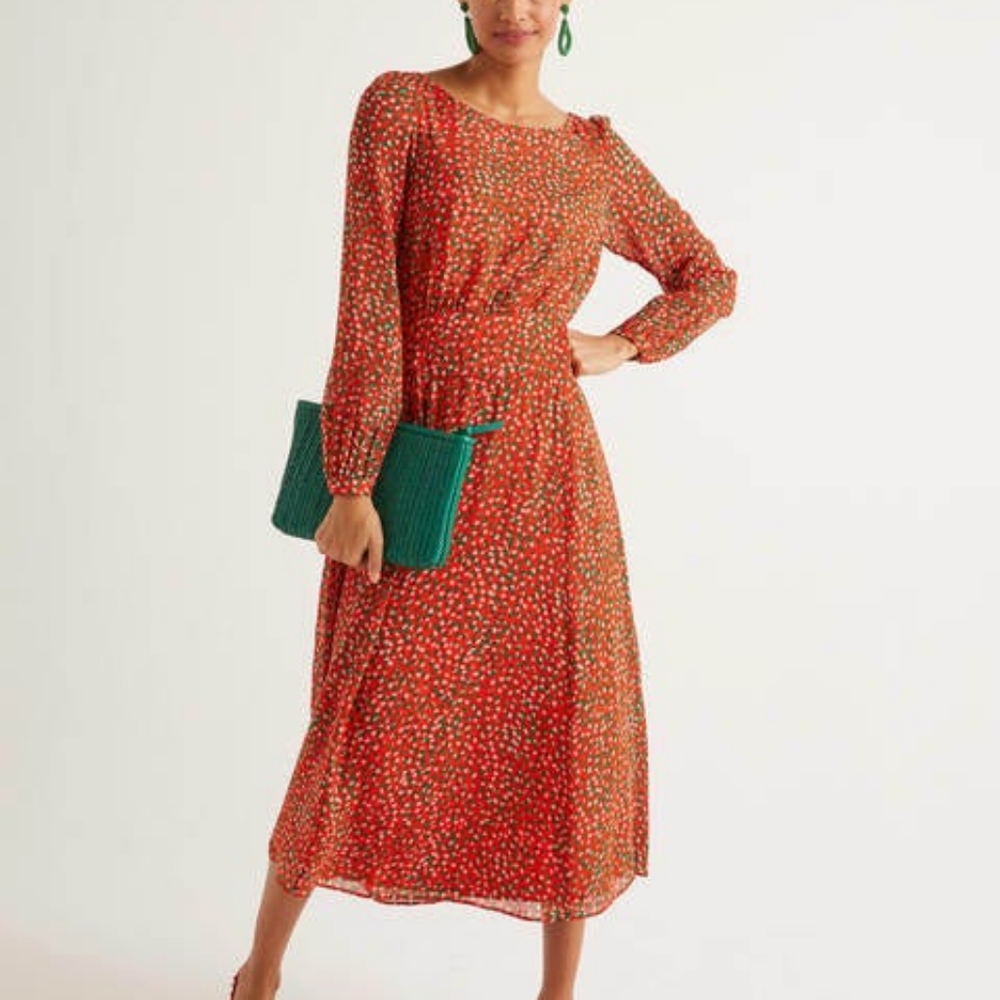 Boden Orange Ingrid Midi Dress